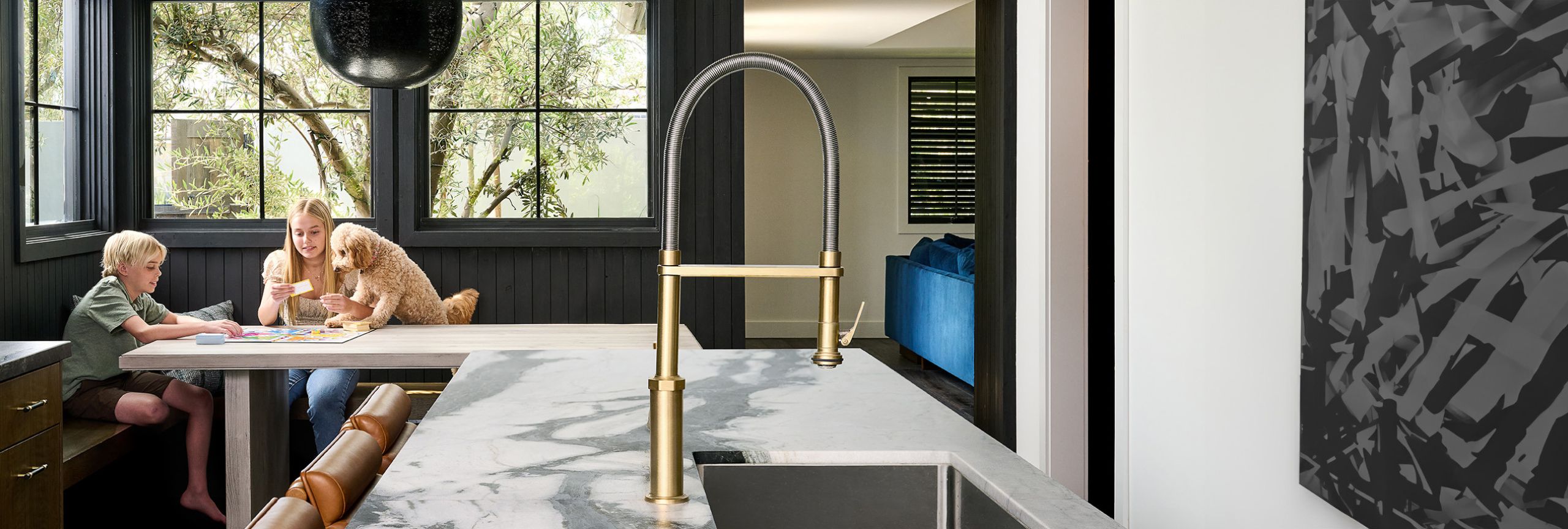 Newport Beach family K30 150 SB 10 kitchen faucet header